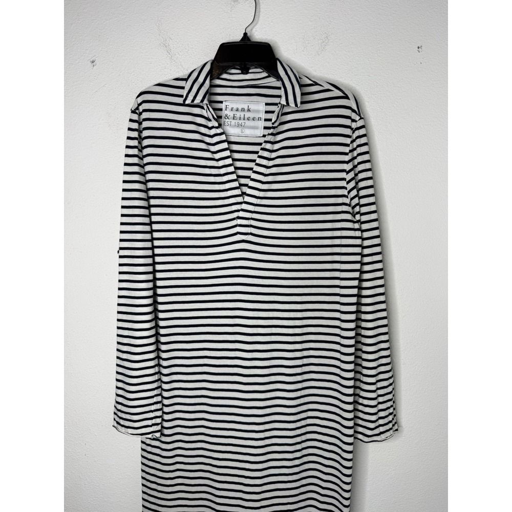Frank & Eileen Emma Popover Henley Collared Maxi Dress striped large - Picture 7 of 12